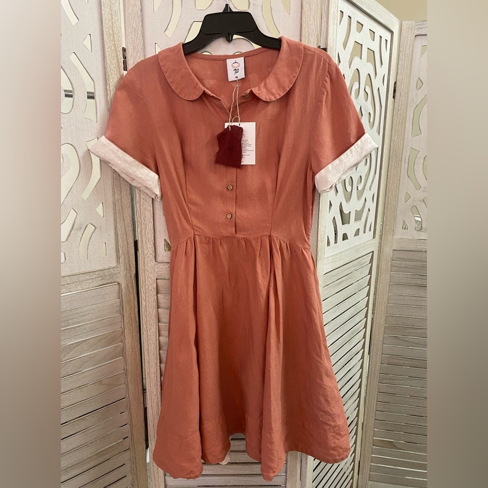Son de Flor linen Lithuanian “vintage pink” dress NWT (altered)